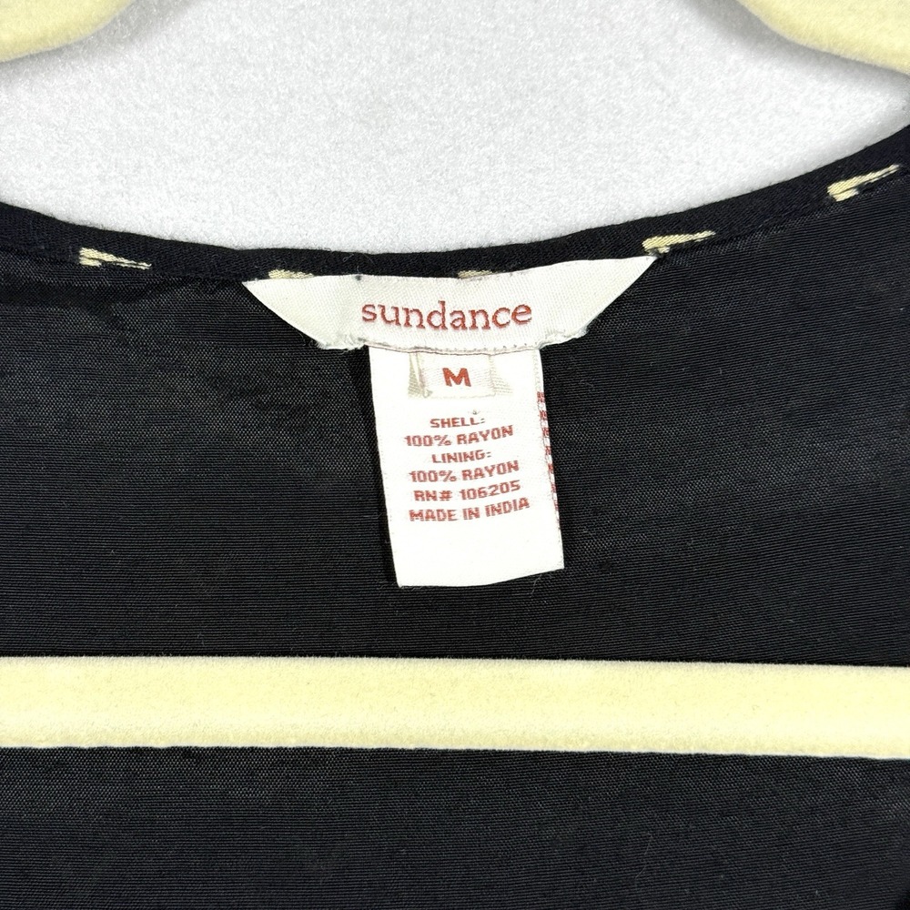 Sundance Top Womens Medium Embroidered Babydoll Peasant Blouse Southwest Flowy - Picture 5 of 11